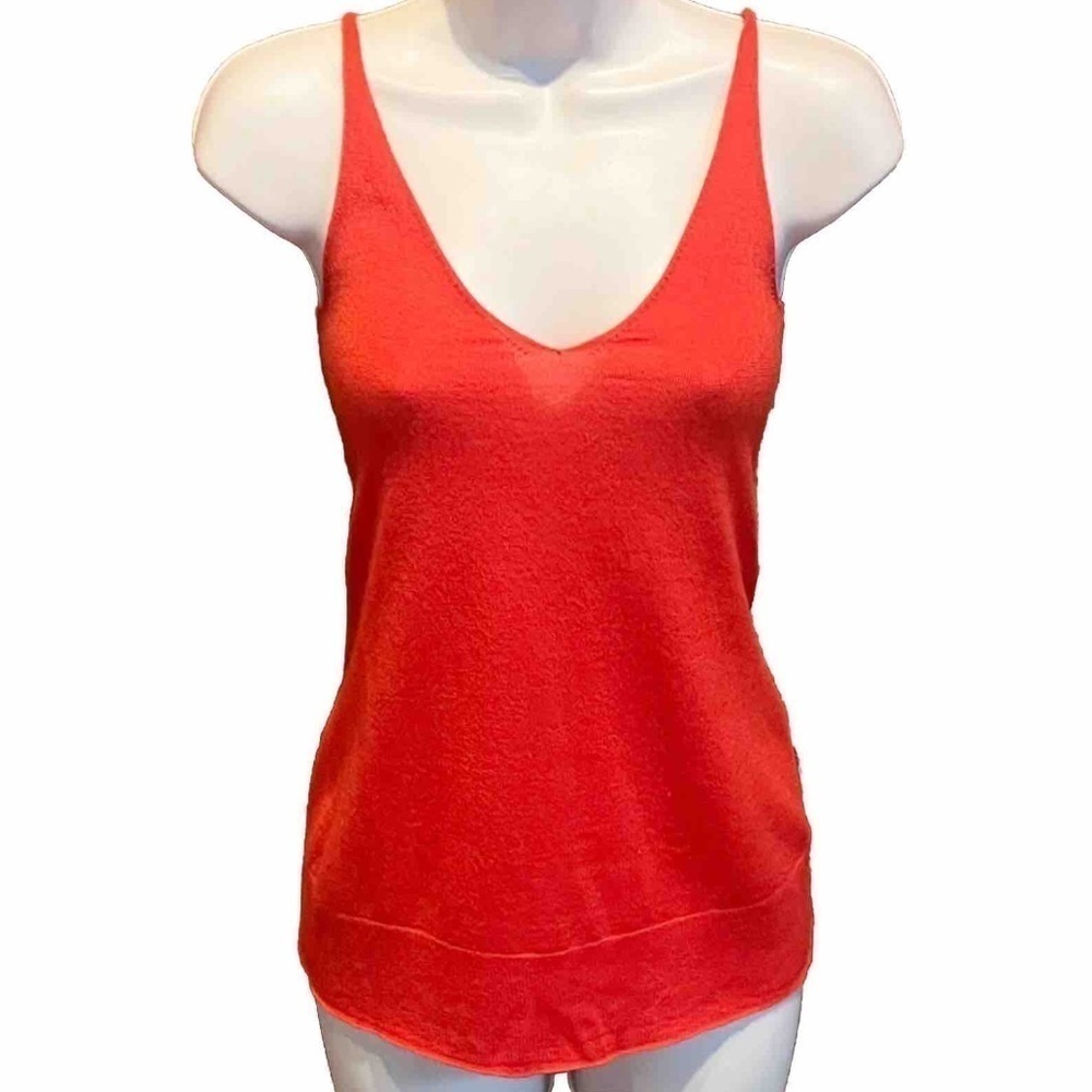 🆕 DONNA KARAN DKNY silk & cashmere camisole tank top orange v neck extra small